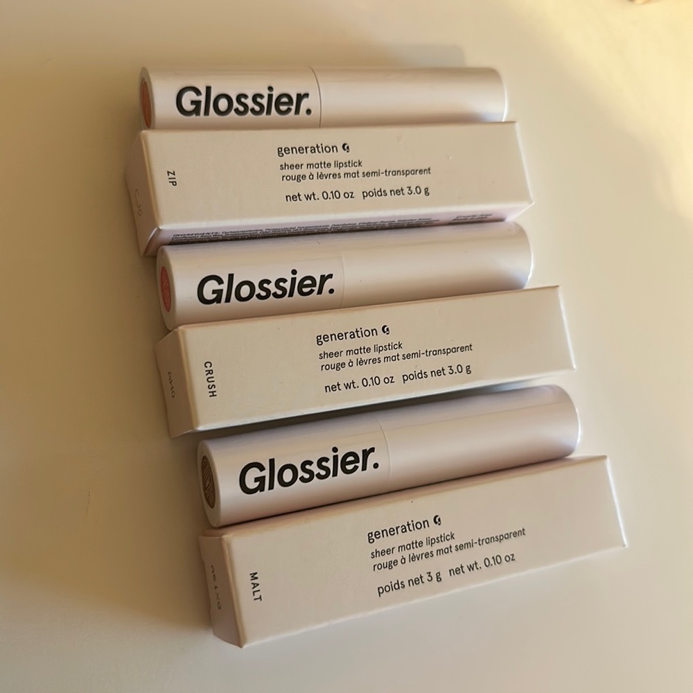Brand New Glossier Set of 3 Generation G Lipsticks